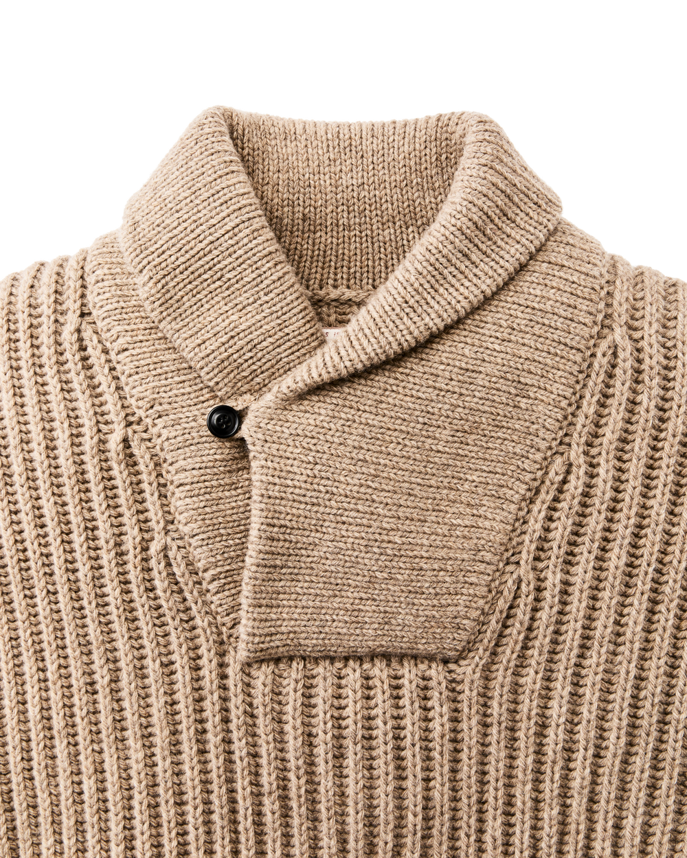 Bristol Shawl Neck Sweater  - Oatmeal Heather / Flame Stripe