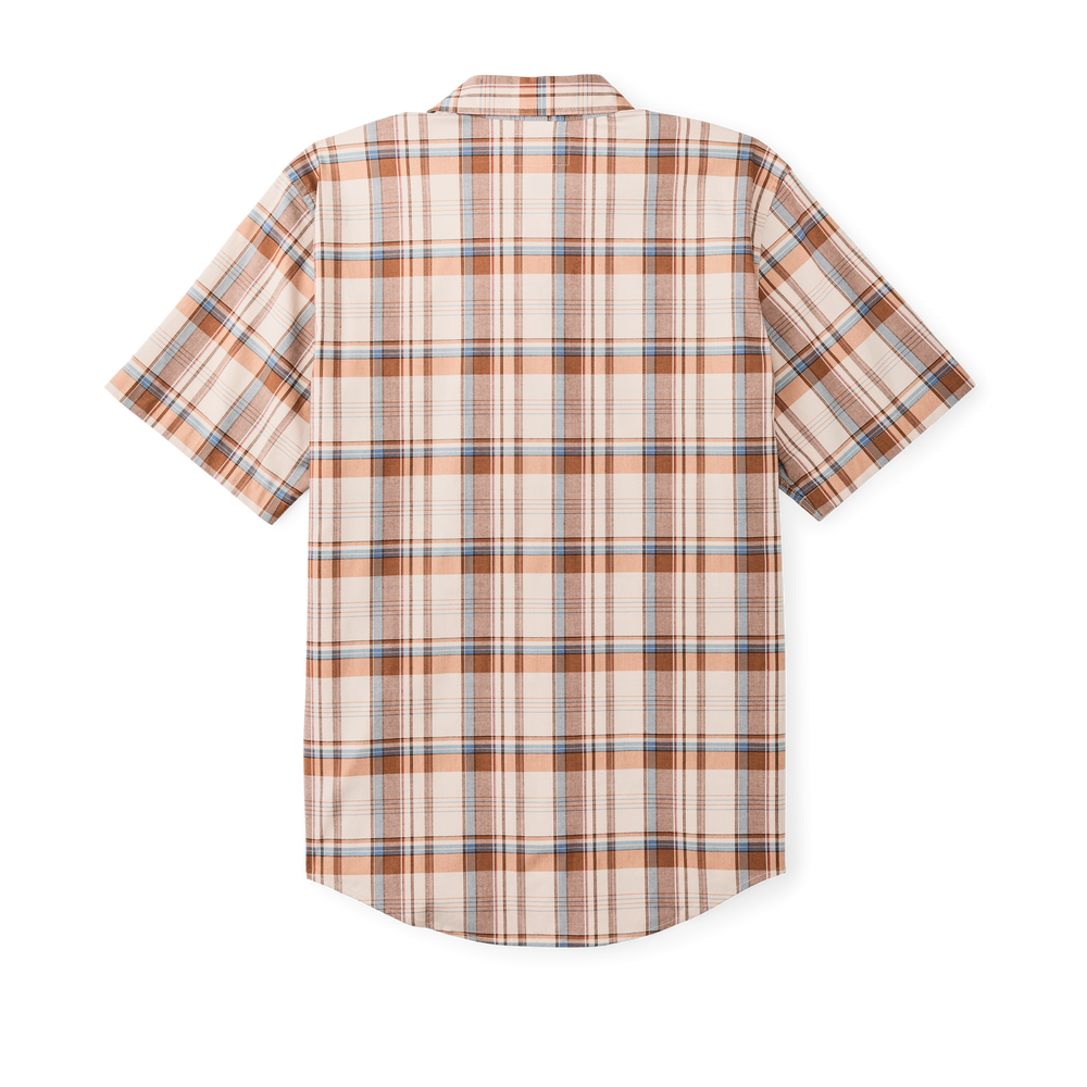 Alternate view of the Filson Twin Lakes Short Sleeve Sport Shirt - Beige / Rust Plaid