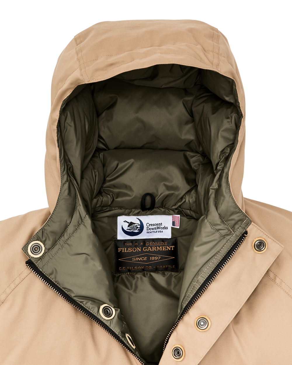 Alternate view of the Filson Filson X Crescent Down Works Parka - Dark Tan / Tan