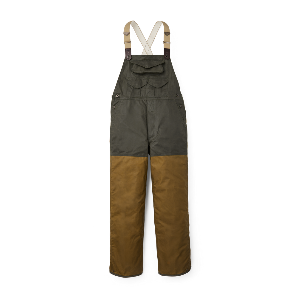 Alternate view of the Filson Double Hunting Bibs With Zipper - Otter Green / Dark Tan