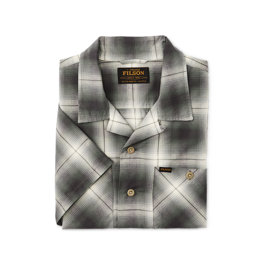 Alternate view of the Filson Greenwood Short Sleeve Camp Shirt - Olive / Beige Ombre