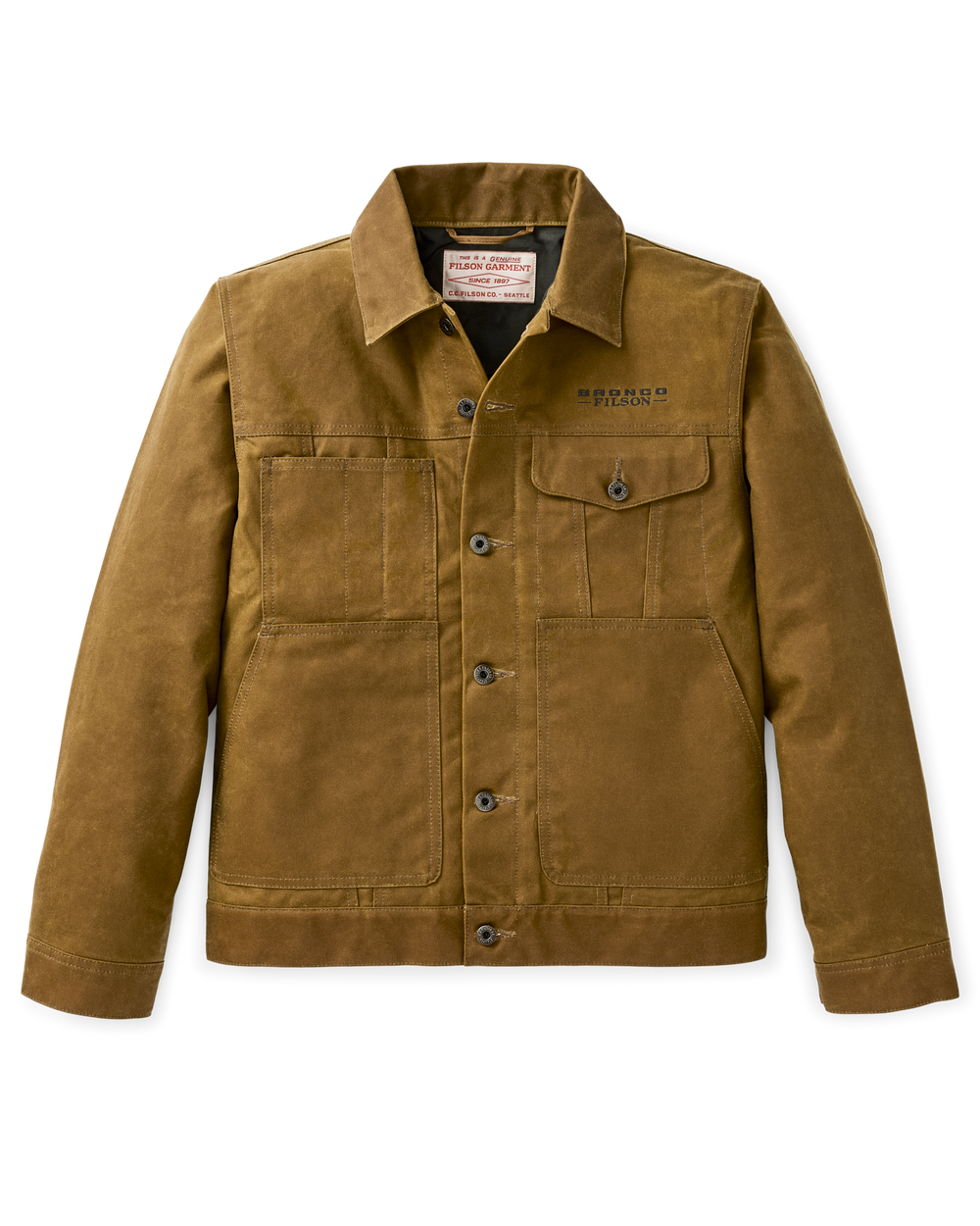 Bronco Filson Embroidered Tin Cloth Short Lined Cruiser - Dark Tan