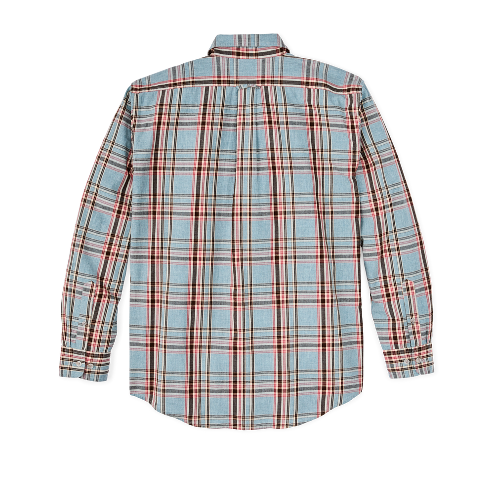 Alternate view of the Filson Filson's Washed Feather Cloth Shirt - Light Blue / Red / Natural Plaid