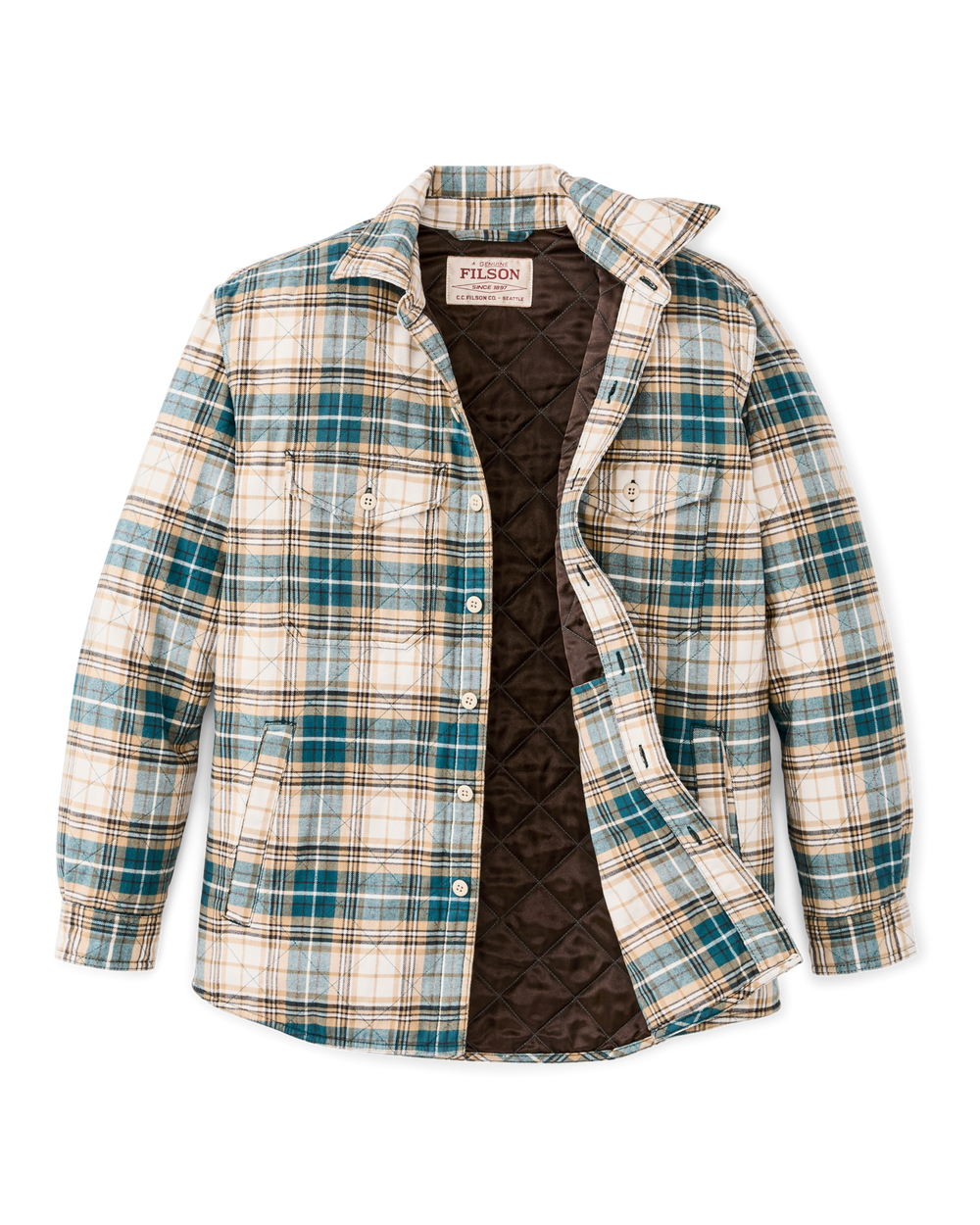 Alternate view of the Filson Insulated Flannel Jac-shirt - Teal / Khaki Plaid