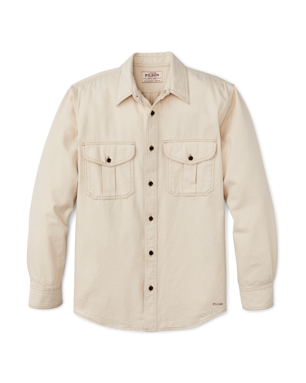 Front-facing image of the Filson Natural Twill Guide Shirt - Natural Seed