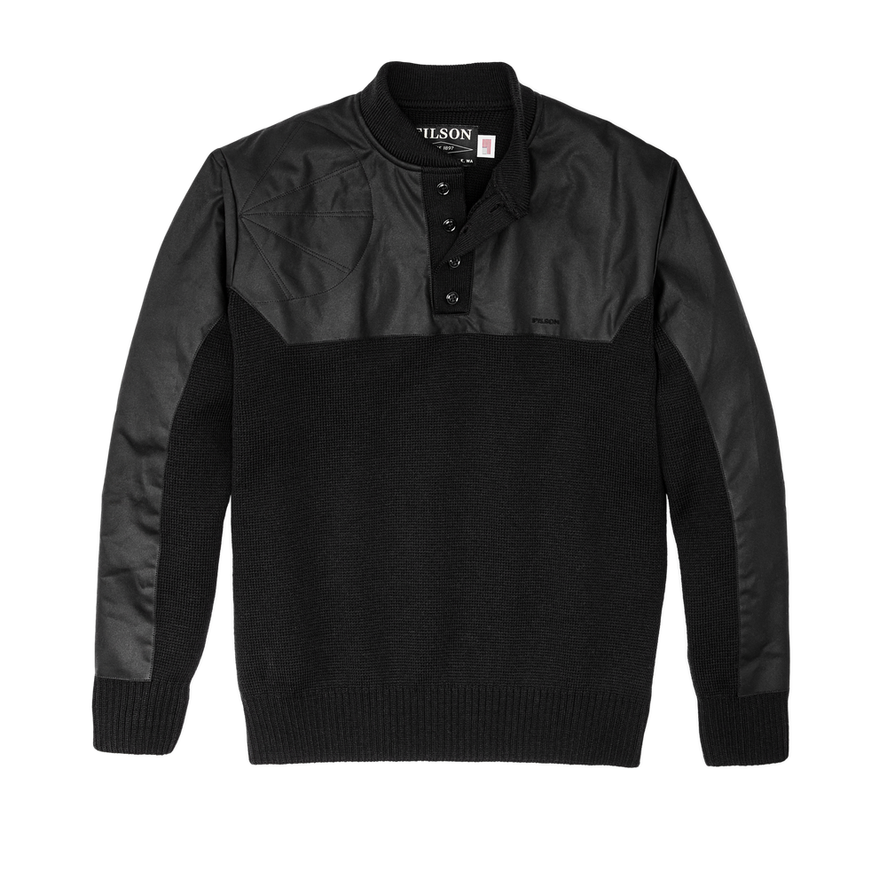 Front-facing image of the Filson Henley Guide Sweater - Black