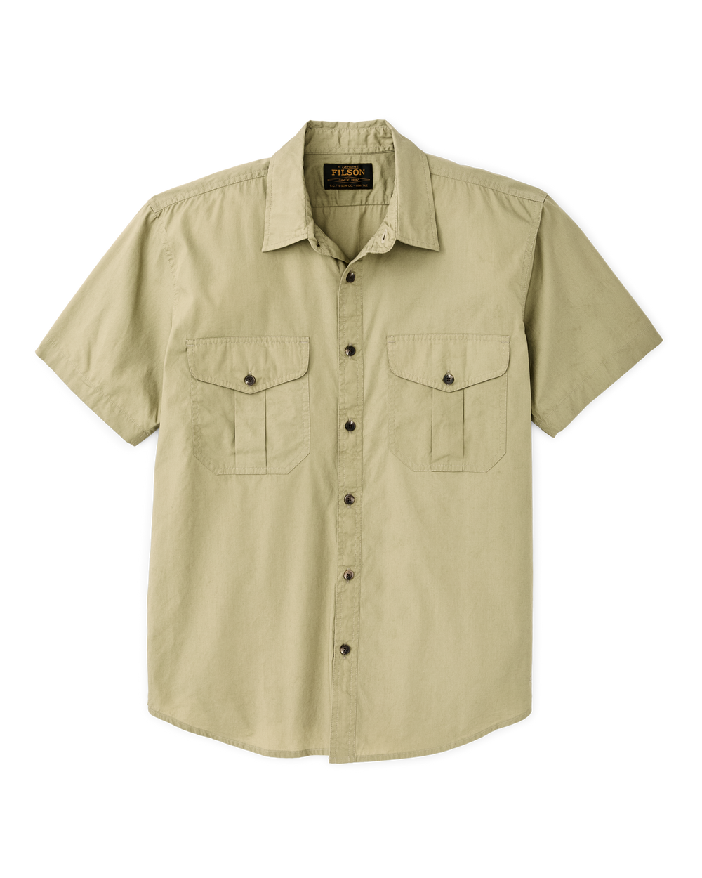Front-facing image of the Filson Filson's Washed Short Sleeve Feather Cloth Shirt - Lakebed