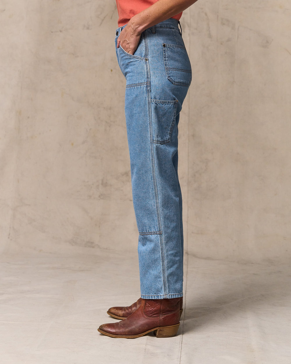 image of a model wearing Filson's Women's 11-oz. Work Jeans - Medium Indigo