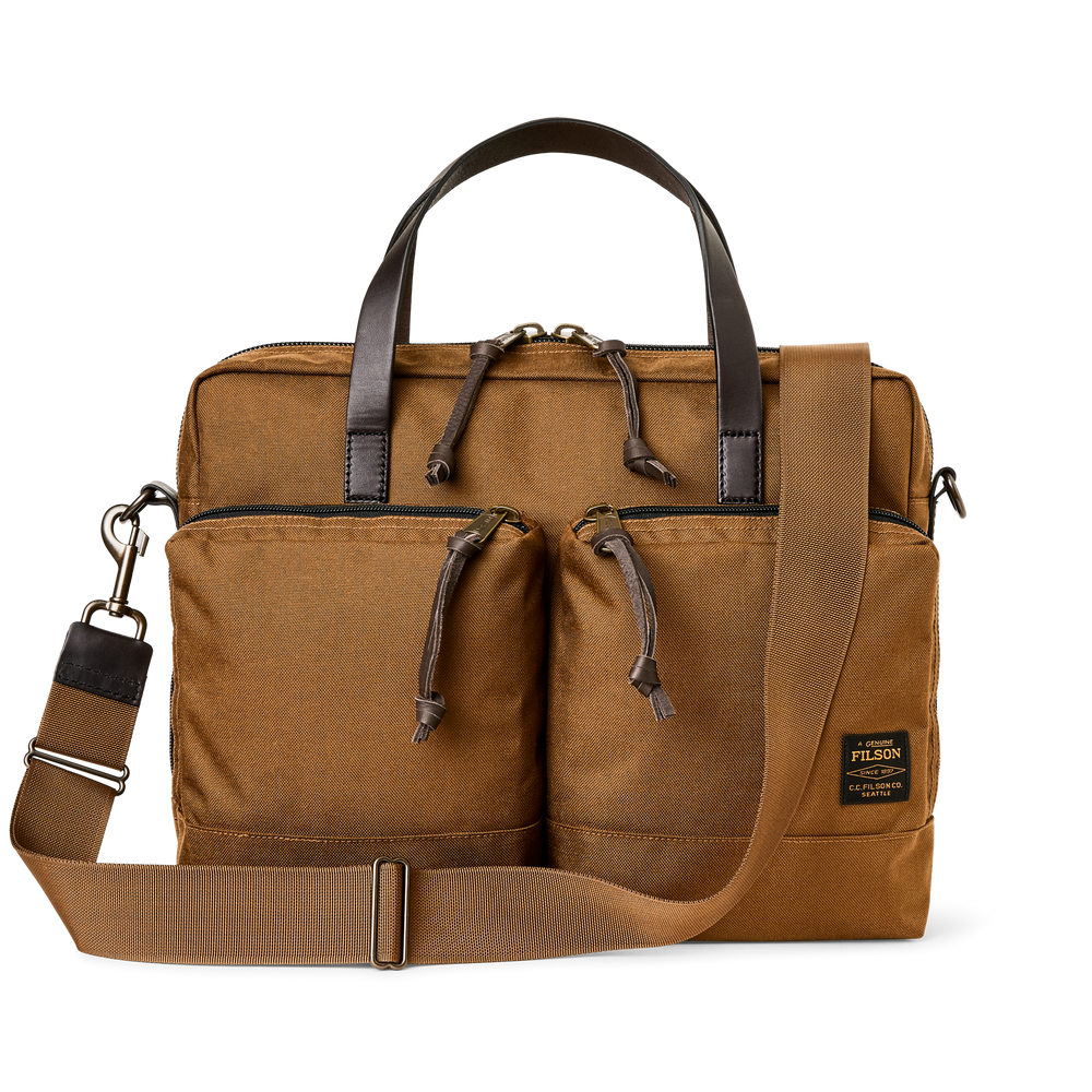 Front-facing image of the Filson Dryden Briefcase - Whiskey