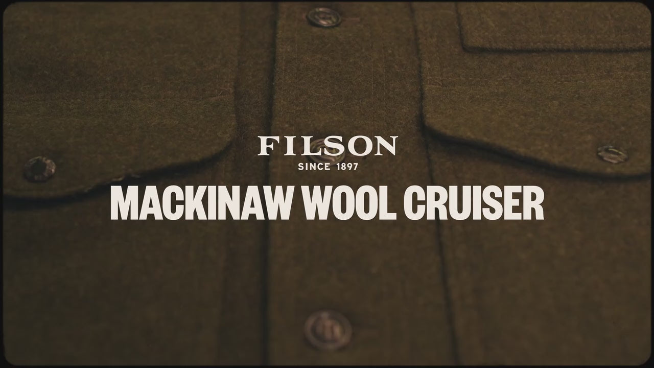 Load video: Alex Carlton, Filson's Chief Creative Officer, describes the features of the Mackinaw Wool Cruiser Jacket.